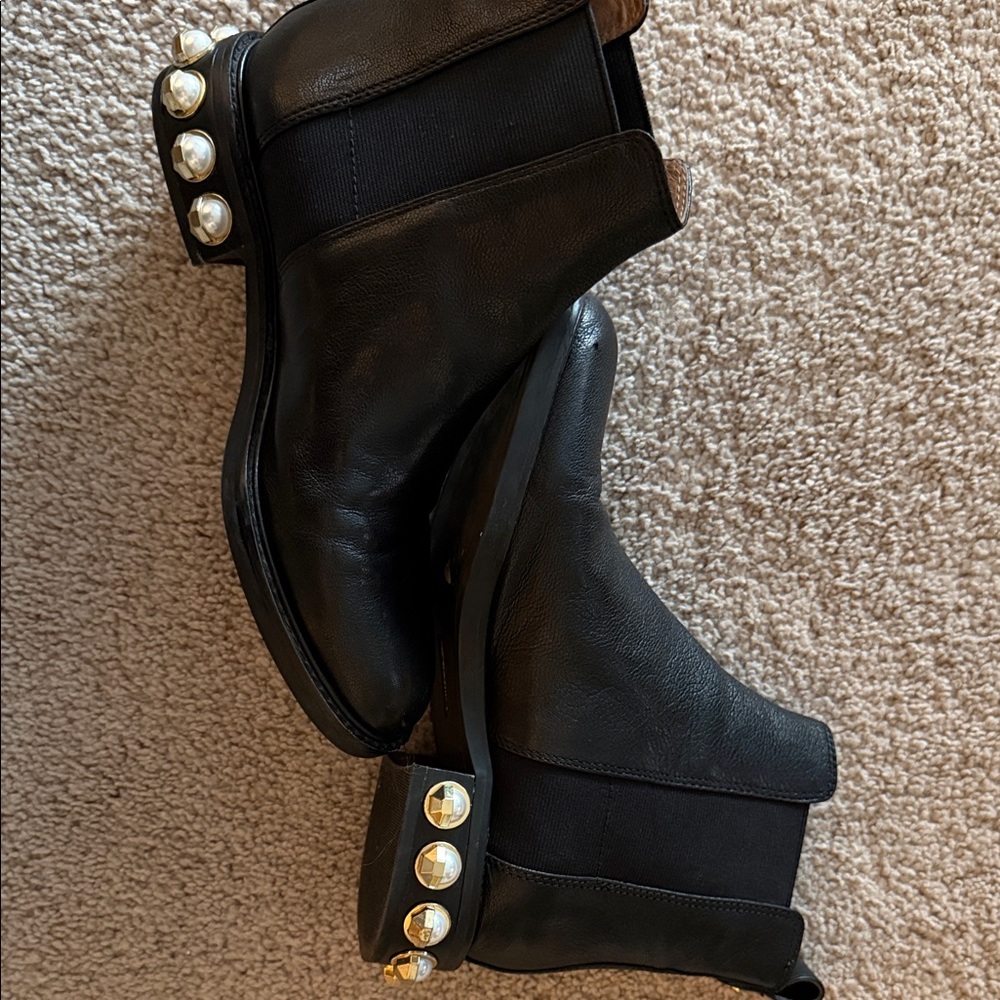 Louise et Cie Black Ankle Boots with Pearl Details